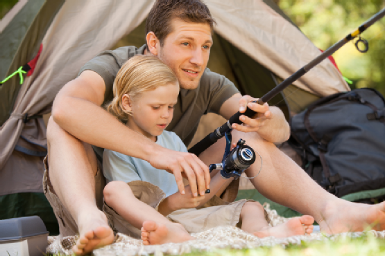 Father fishing with his son